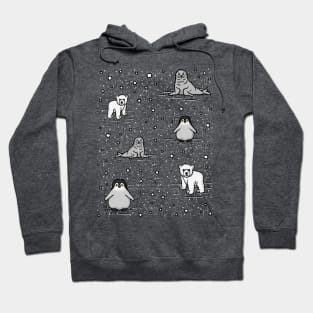 Cute Arctic Animals Winter Pattern Digital Illustration Hoodie